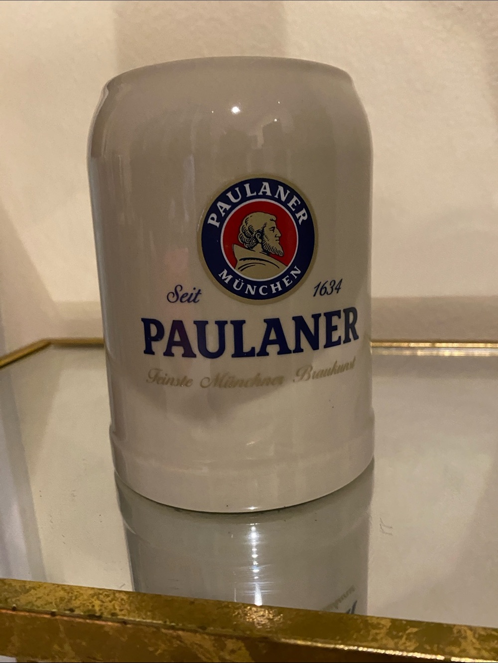 Vintage cream Ceramic Stein - Branded Munich Beer Mug
